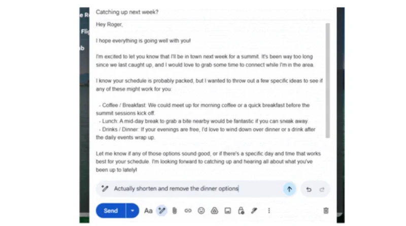 Gmail permite que usuários detalhem alterações em e-mails gerados por inteligência artificial