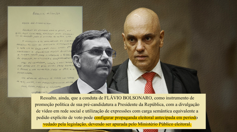 Moraes considera carta de Bolsonaro como propaganda antecipada e encaminha ao Ministério Público