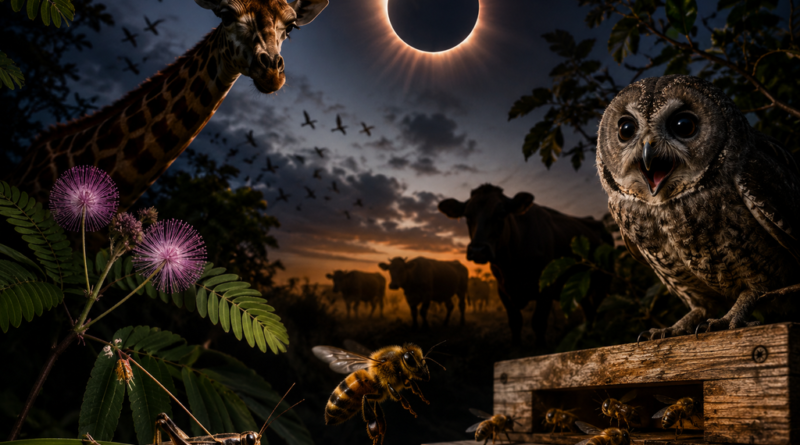 Natureza reage a eclipse solar com corridas de girafas, acasalamento de tartarugas e canto de grilos