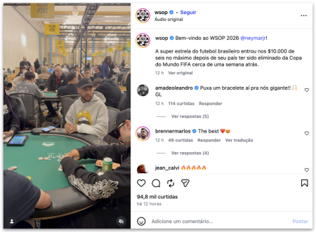 Neymar participa de torneio de pôquer nos EUA após eliminação da Copa