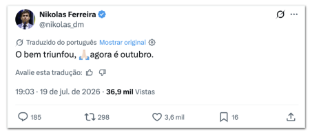 Nikolas traça paralelos entre vitória da seleção espanhola e eleições