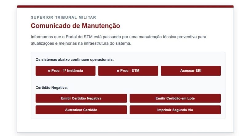 Portal do STM permanece inacessível desde 2 de julho devido a incidente de segurança cibernética