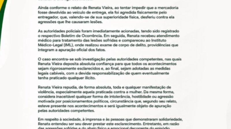 Pré-candidata a deputada em Minas é flagrada agredindo entregador
