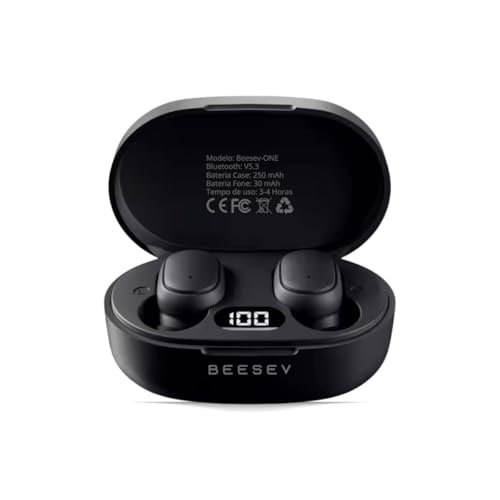 Fone de Ouvido Bluetooth 5.3 TWS Beesev-ONE Preto