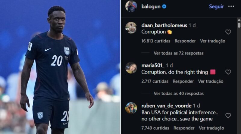 Torcedores rivais criticam Balogun nas redes sociais após anulação de cartão em pedido de Trump por corrupção