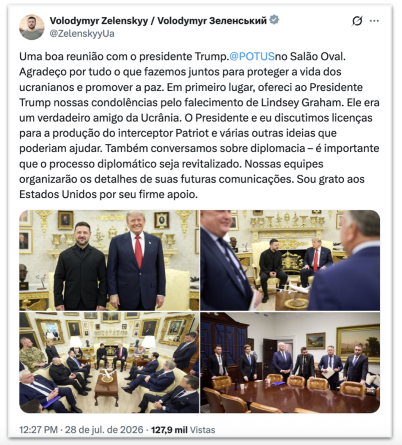 Trump e Zelensky se encontram para discutir defesa aérea da Ucrânia