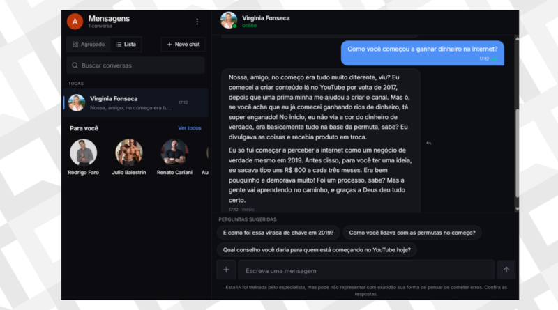 Virginia Fonseca lança clone de IA para interação com fãs por até R$ 89