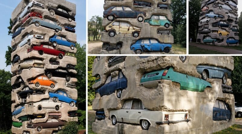 Escultura famosa do mundo revela mistério de 60 carros enterrados sob 18 metros de concreto há mais de 40 anos