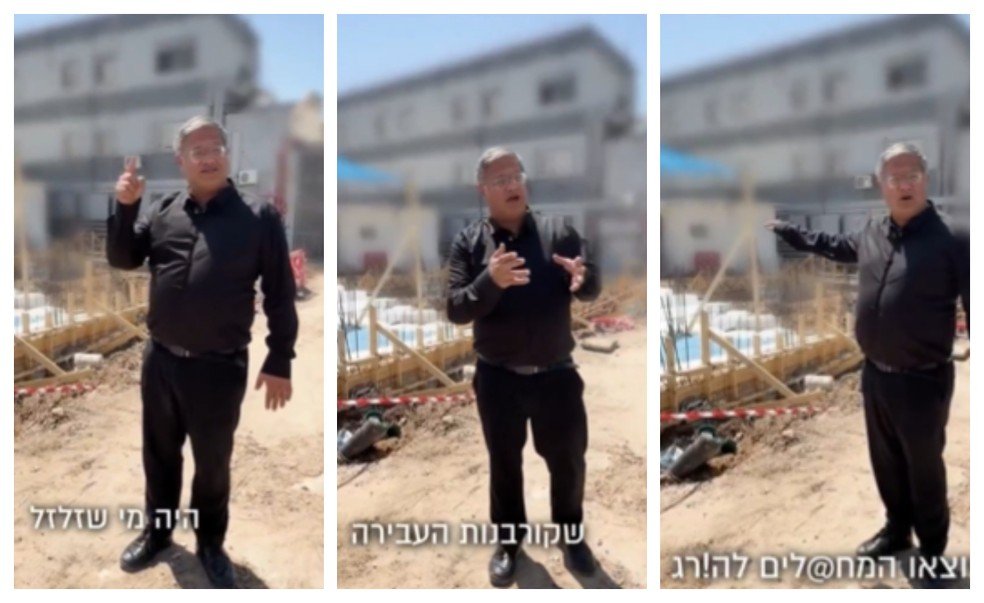 O ministro de Segurança Interna de Israel, Itamar Ben Gvir, mostra obras em local onde país enforcará condenados à morte.