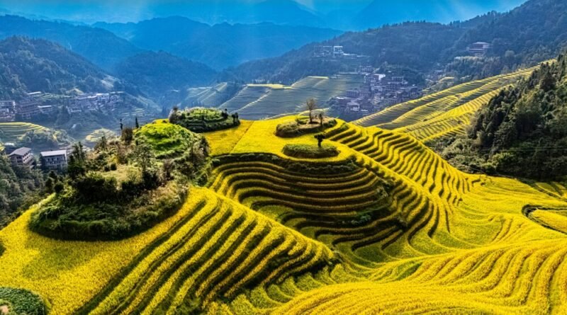 Show de luzes transforma terraços de arroz de Longji na China em cordões de pérolas brilhantes