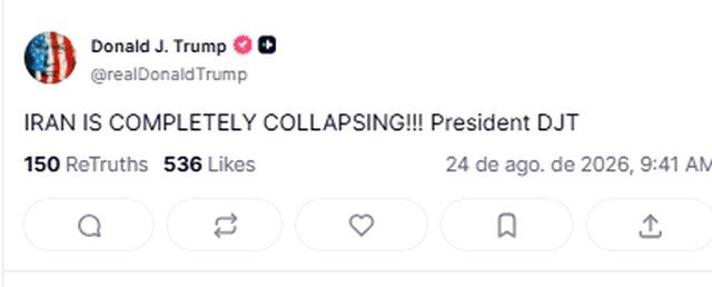 Trump declara colapso total do Irã