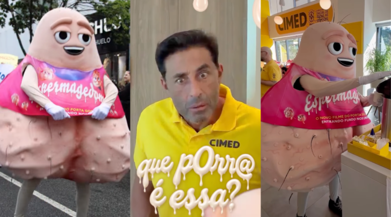 Cimed apresenta mascote Sacão para divulgação do filme Espermagedom