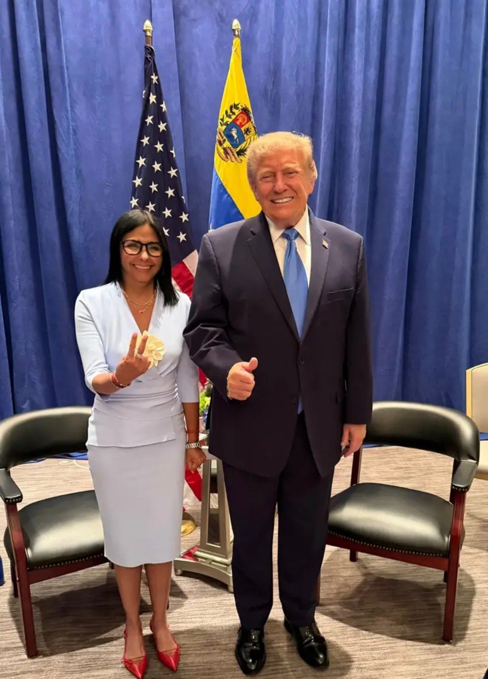Trump e Delcy Rodríguez se encontraram na noite de terça-feira (22/9), em Nova York.