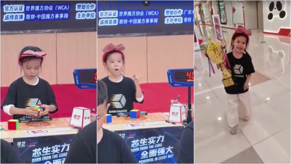 Menina chinesa de 6 anos resolve cubo mágico em 4,27 segundos e bate recorde