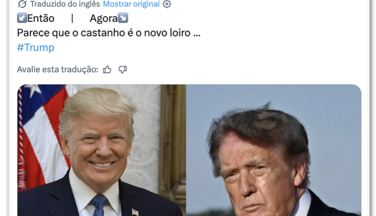 Trump exibe cabelo mais escuro e se torna alvo de piadas nas redes sociais